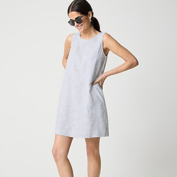 NWT J.Crew Factory Striped Linen-blend Sleeveless Mini Dress - Picture 1 of 2